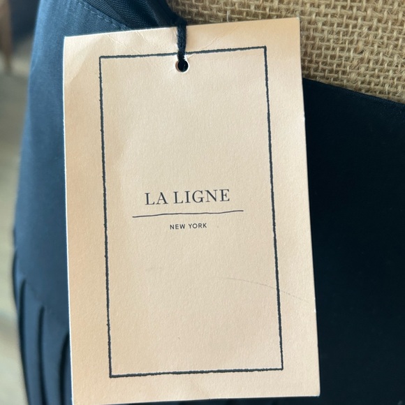 La Ligne Zelda Black Open-back Dress Wool-blend Accordion Pleated Skirt Size 4 - Picture 7 of 12